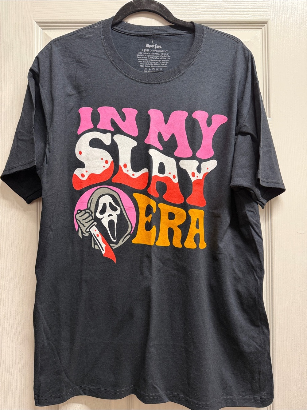 IN MY SLAY ERA Graphic Tee - Black with Pink, Red & Yellow Print